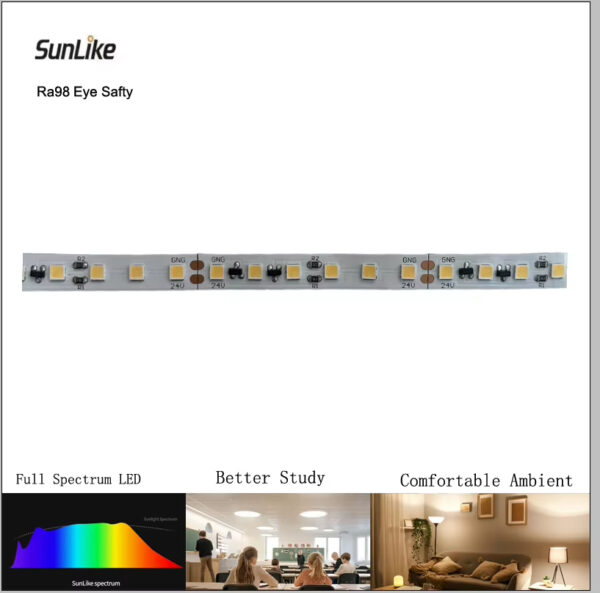 Seoul Sunlike CRI 98+ 24V LED Strip Light Full Spectrum Protection Eyes Safty Better Sleep